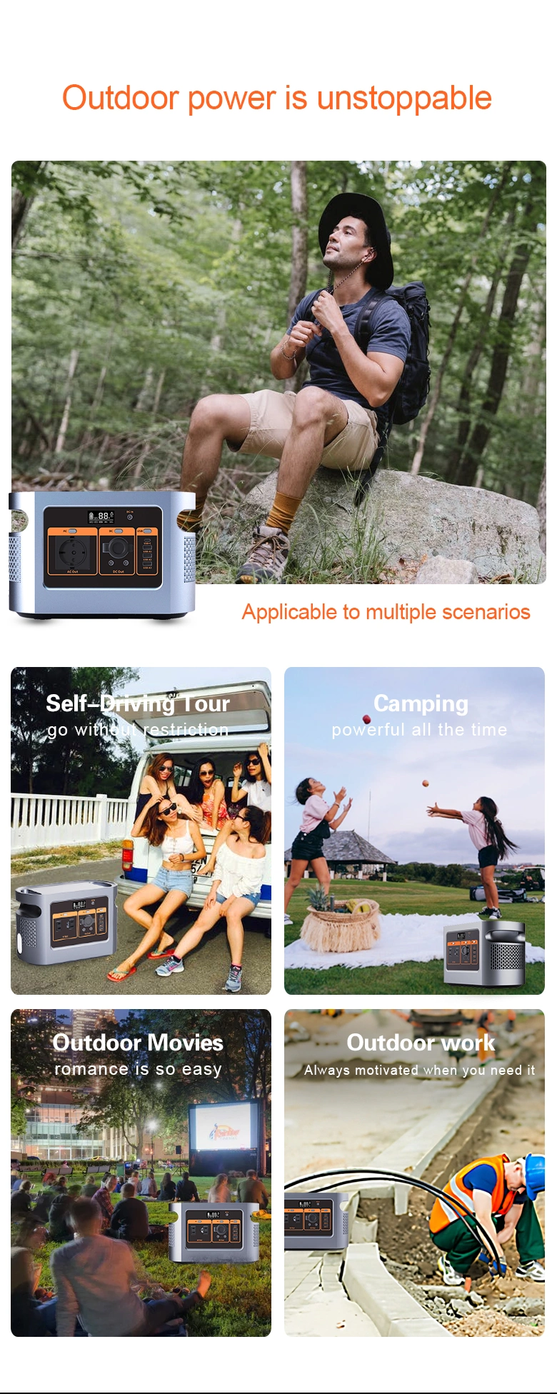 Portable Power Station 600W 448wh AC Power Bank for Camping