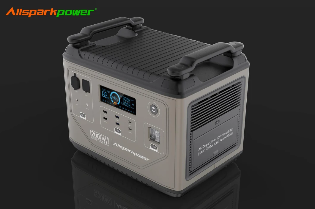 Two-Way Fast Charging Peak 4000W Outdoor Use Support UPS Solar Generator 2hrs Charging Full 2000wh Solar Portable Power Station with USB-C Output Pd 100W*2