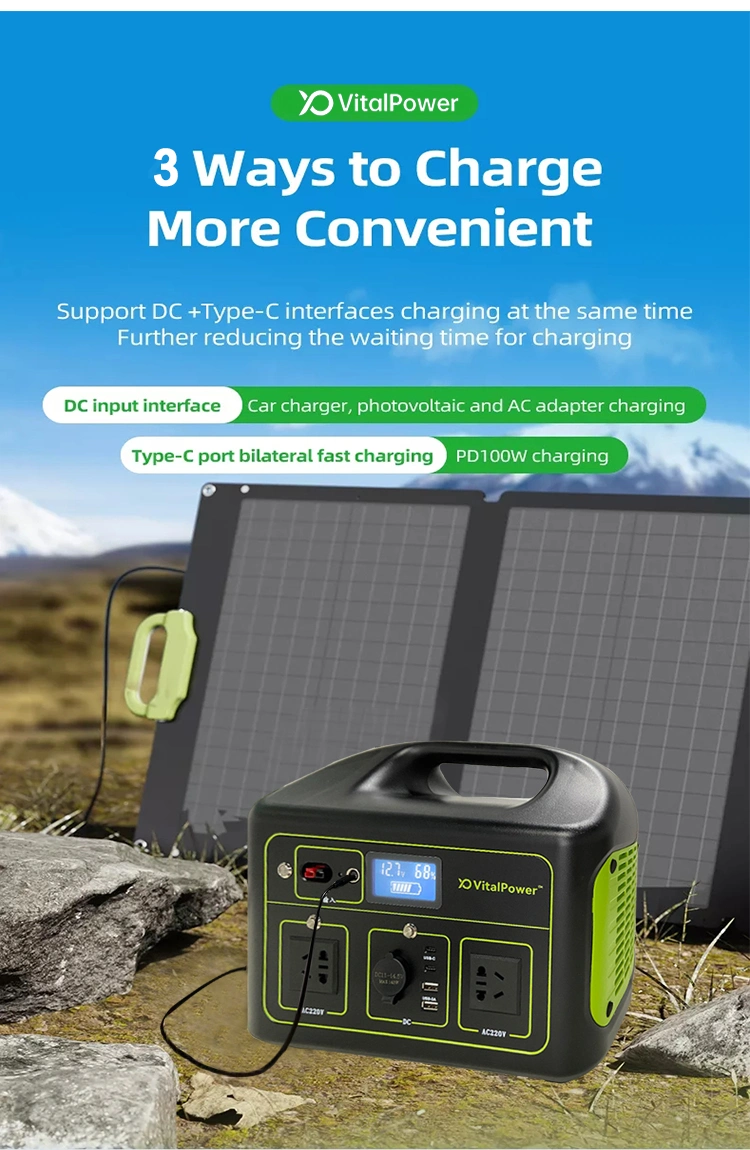 1000W Portable Power Station with 100W Solar Panel, Solar Generator Outdoor Backup Battery Supply with AC Outlet